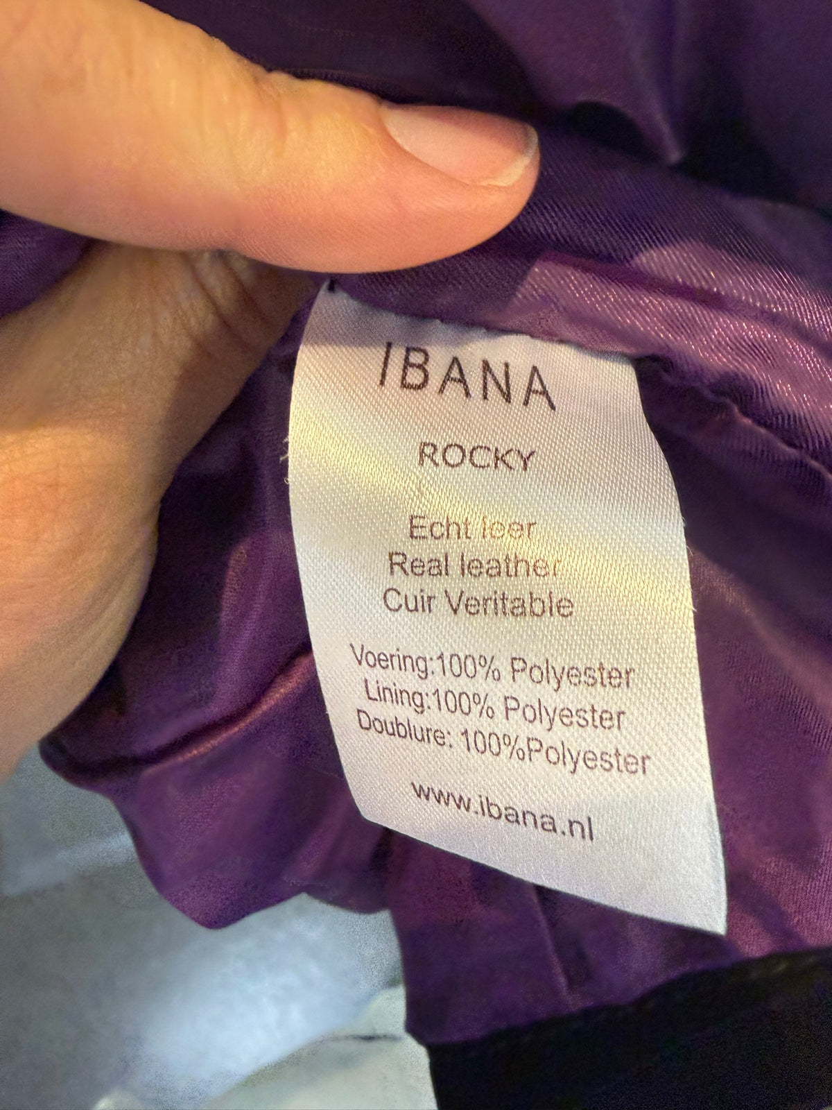 IBANA - Jas - zwart, echt leer, asymmetrische ritssluiting - XS