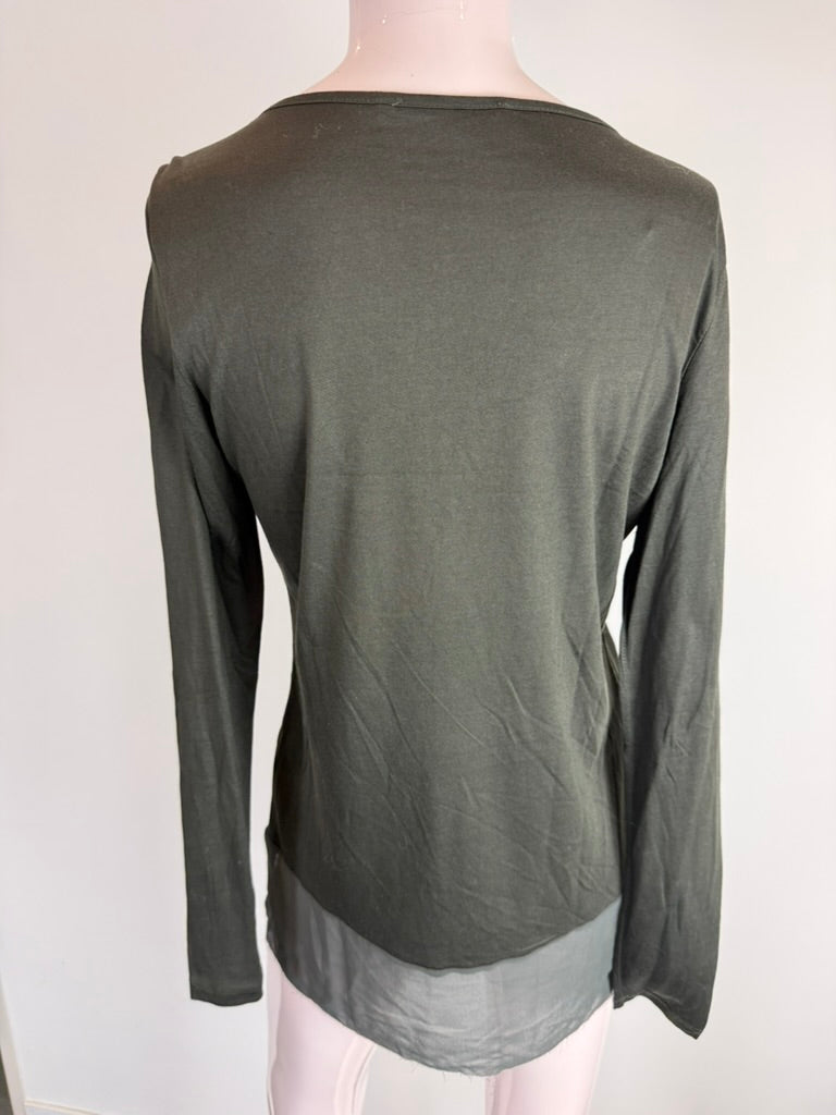 Expresso - Blouse - zwart, print aan voorzijde, semi-transparante zoom - S