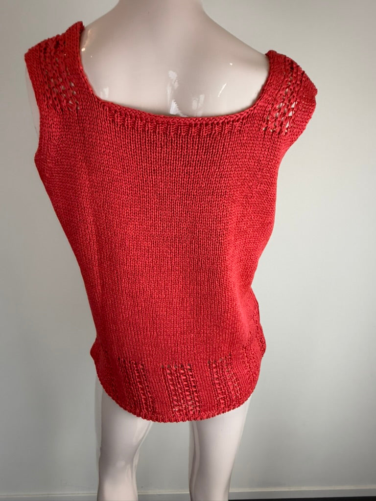Opus - Top - rood, ajourpatroon, vierkante hals - M