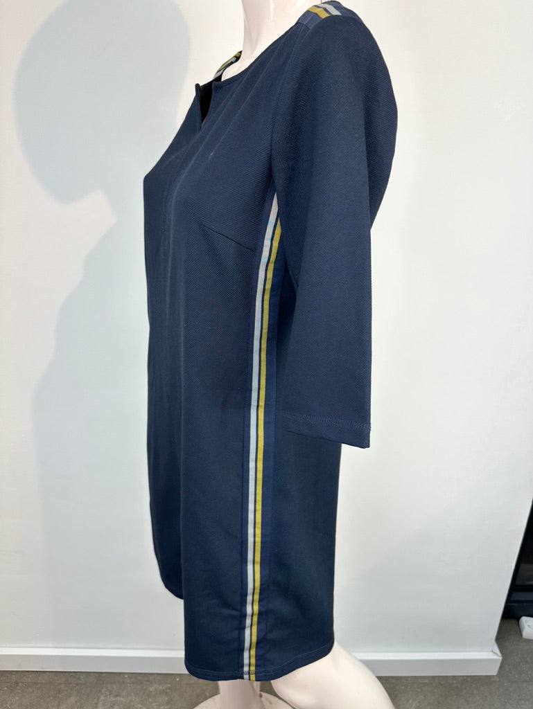 Expresso - Jurk - donkerblauw, driekwart mouwen, contraststrepen - S