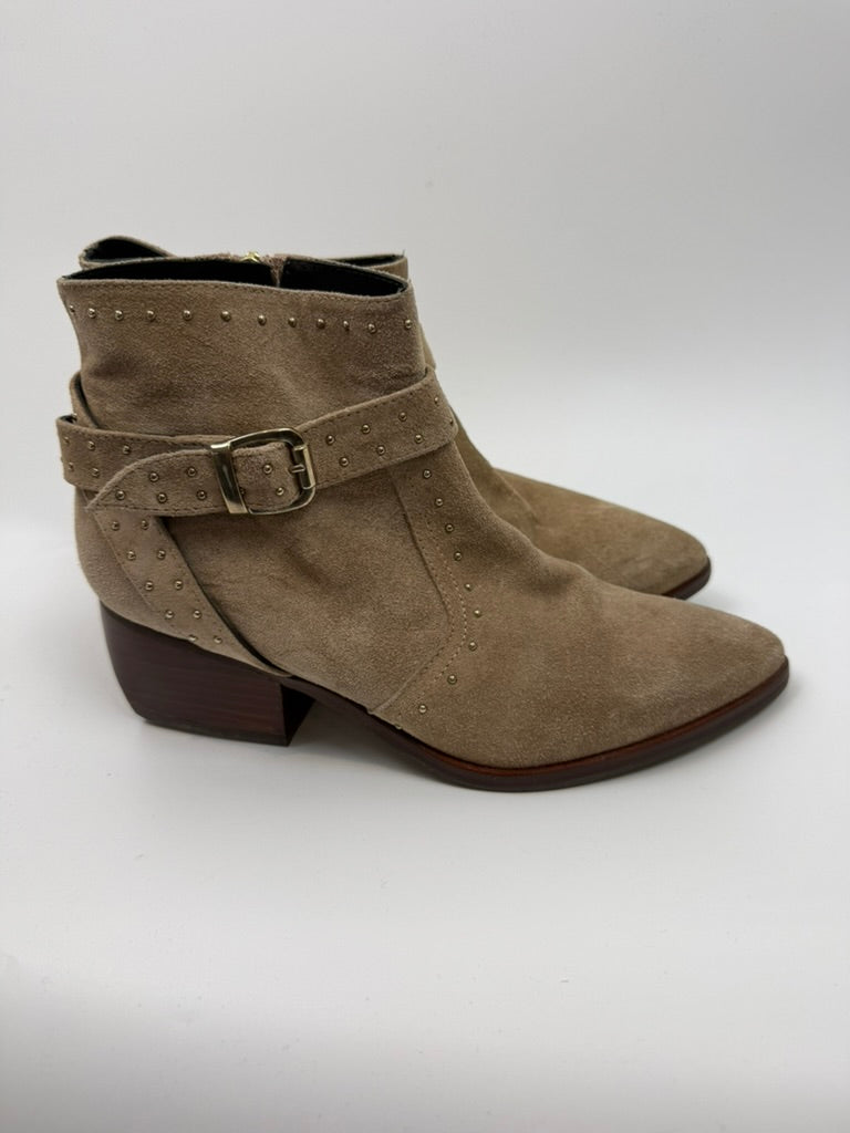 CTWLK Enkellaarsjes - beige, western stijl, blokhak ca. 5 cm - 36
