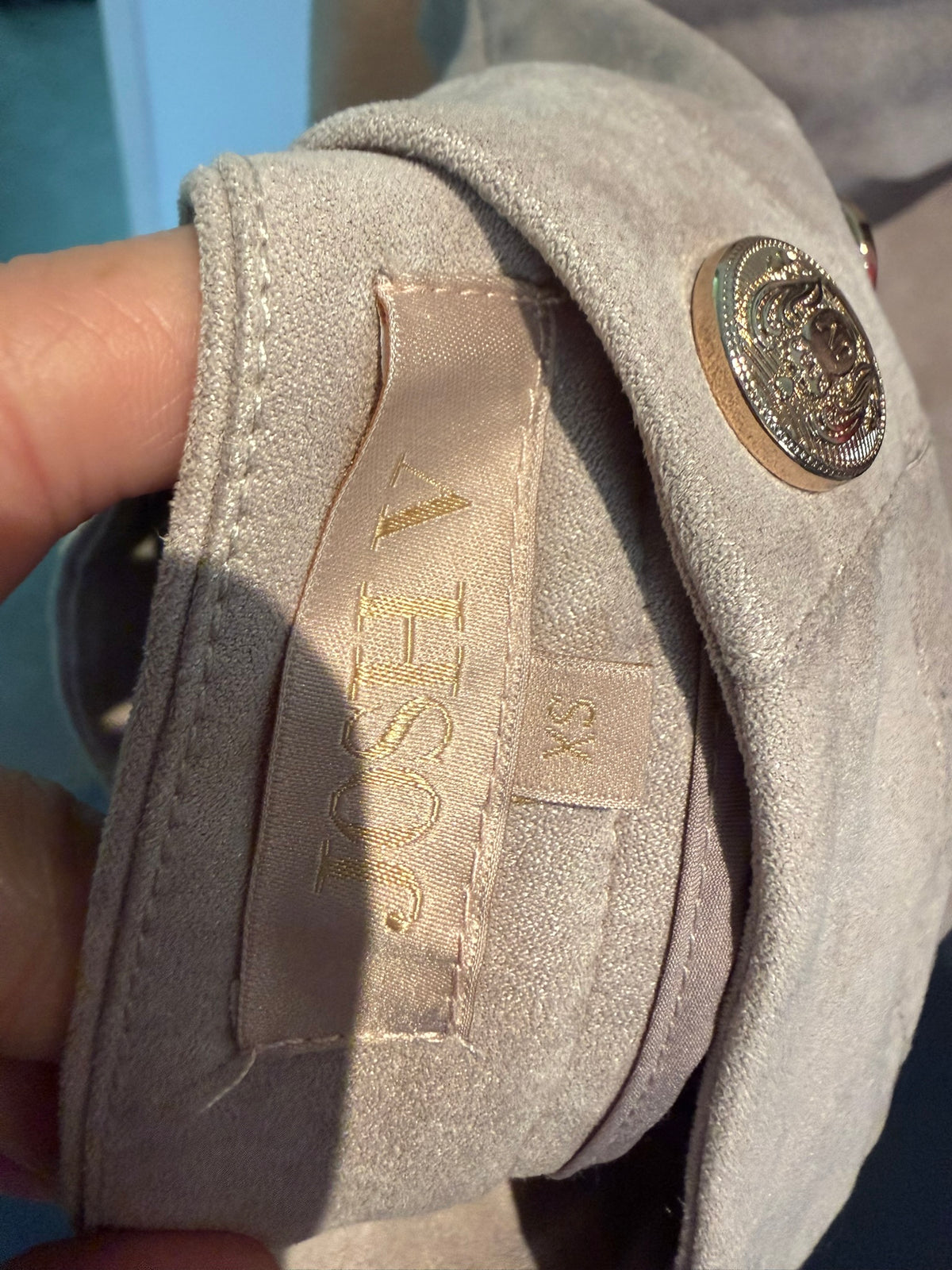 JOSH V - Broek - beige, hoog getailleerd, dubbele rij gouden knopen - S