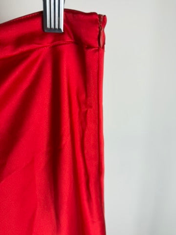ZARA - Rok - rood, midi-lengte, licht glanzend - M
