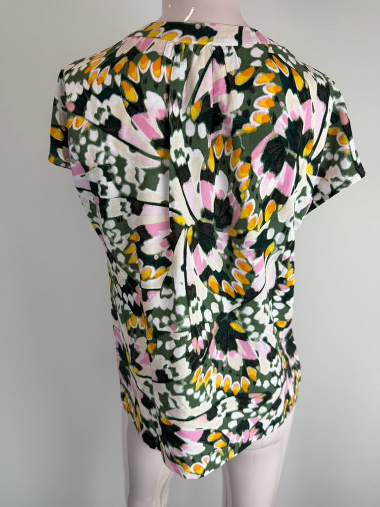 Street One - Blouse - meerkleurig, abstracte bloemenprint, V-hals met split - XS