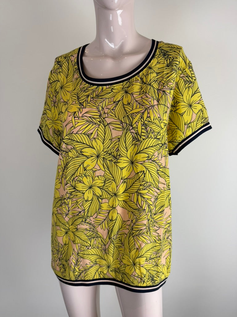 Liberty Island - Blouse - roze, bloemen- en bladprint, korte mouwen - XL