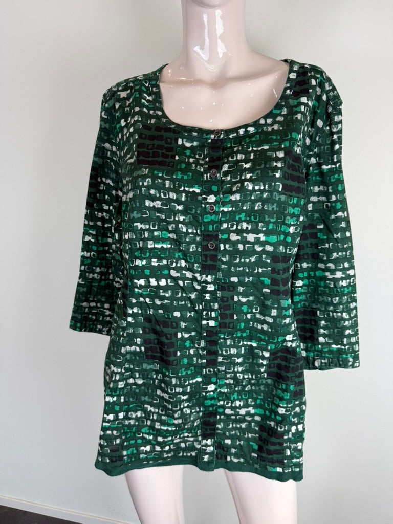 CECIL - Blouse - groen, abstract patroon, driekwart mouw - L