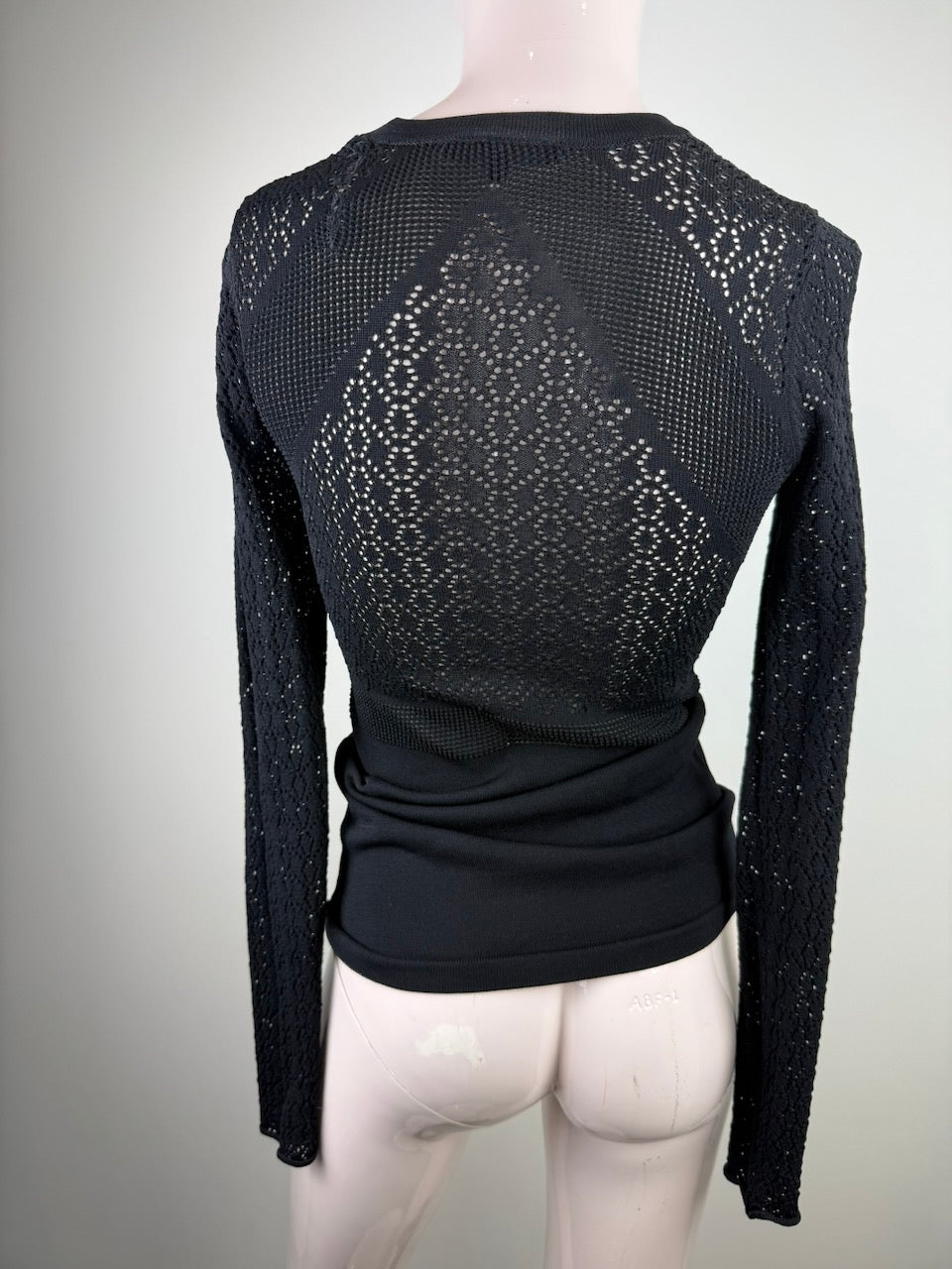 NIKKIE - Top - zwart, gehaakt patroon, transparante details - XS