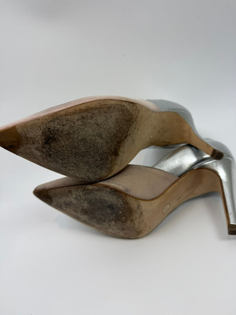 Peter Kaiser - Pumps - taupe en zilver, spitse neus, hoge hak - 36