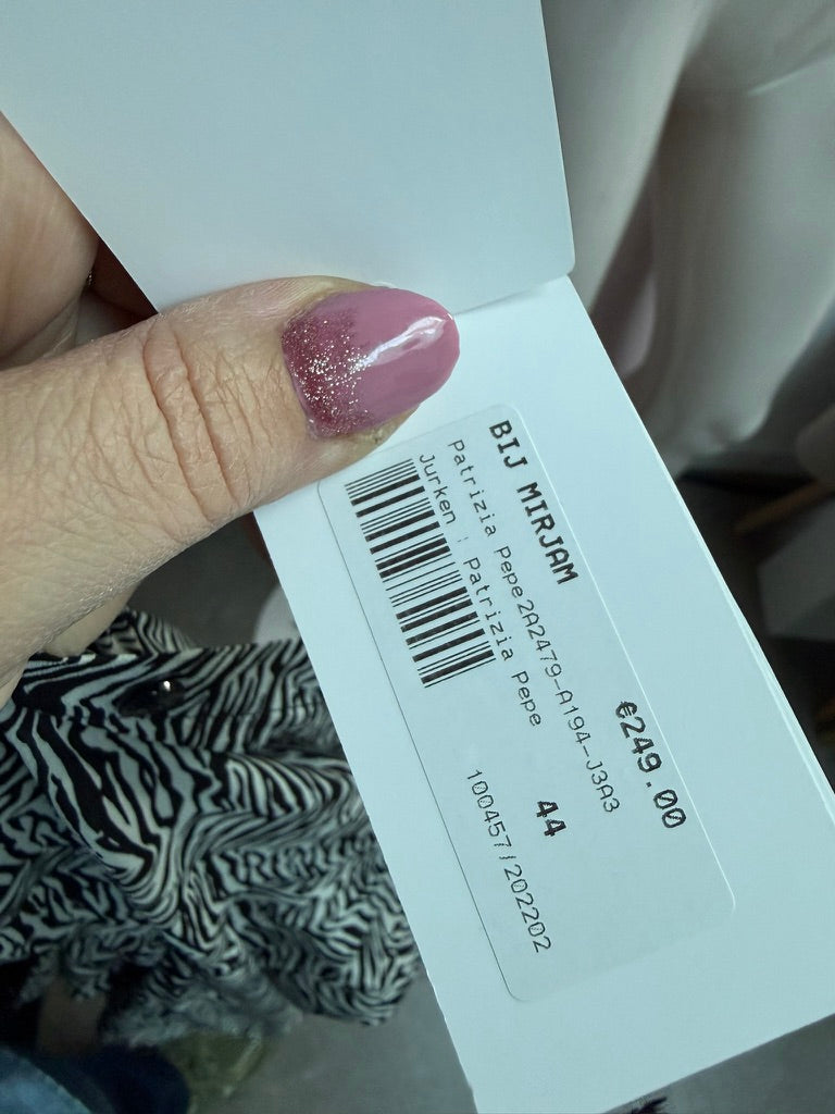 Patrizia Pepe - Jurk - zwart-wit zebraprint, klassieke kraag, knoopsluiting - M