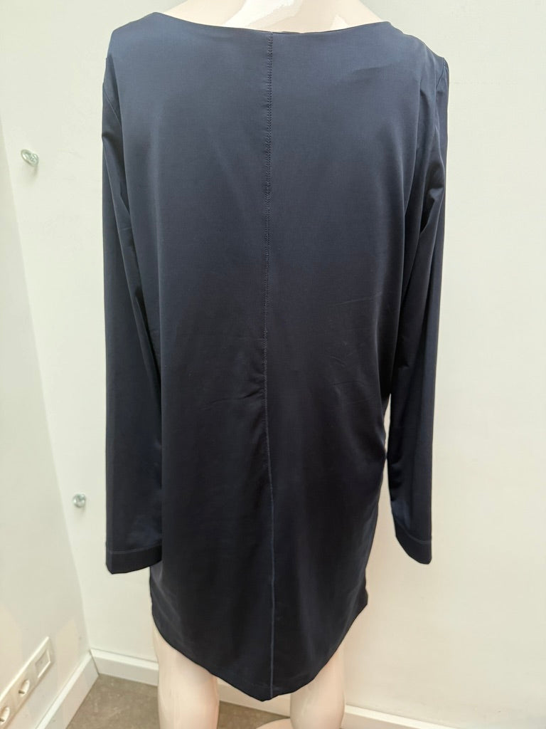 SYLVER - Jurk - donkerblauw, V-hals, lange mouw - L