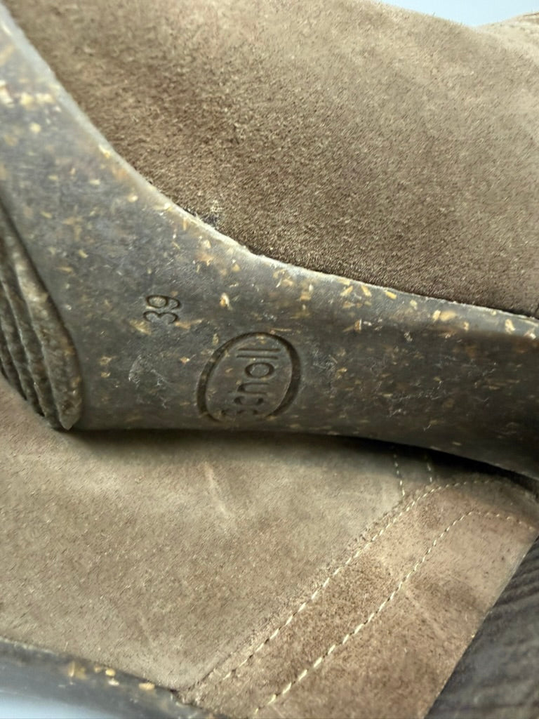 Scholl Laarzen - bruin, suède look, blokhak - 39