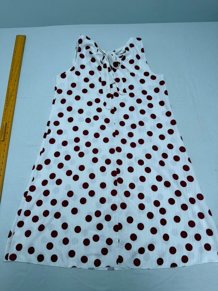 XOX - Jurk - wit met rode polkadots, mouwloos, striksluiting in de nek - M