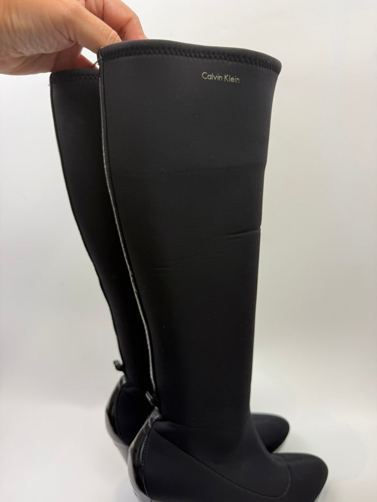 Calvin Klein - Laarzen - zwart, kniehoog, wedgehak - 38