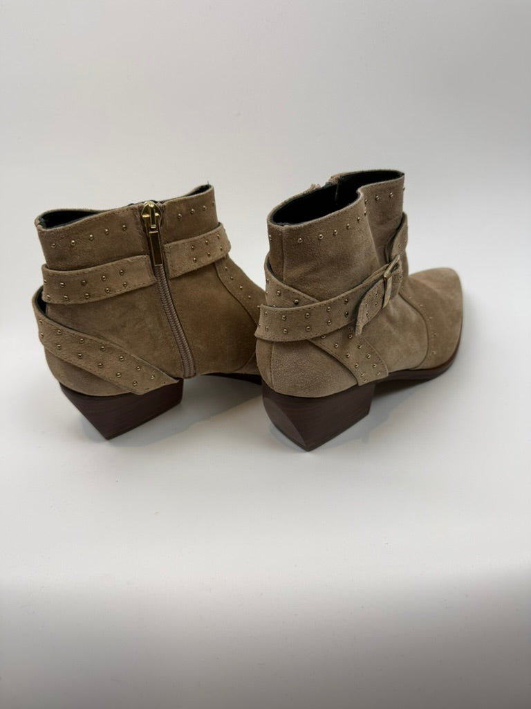 CTWLK Enkellaarsjes - beige, western stijl, blokhak ca. 5 cm - 36