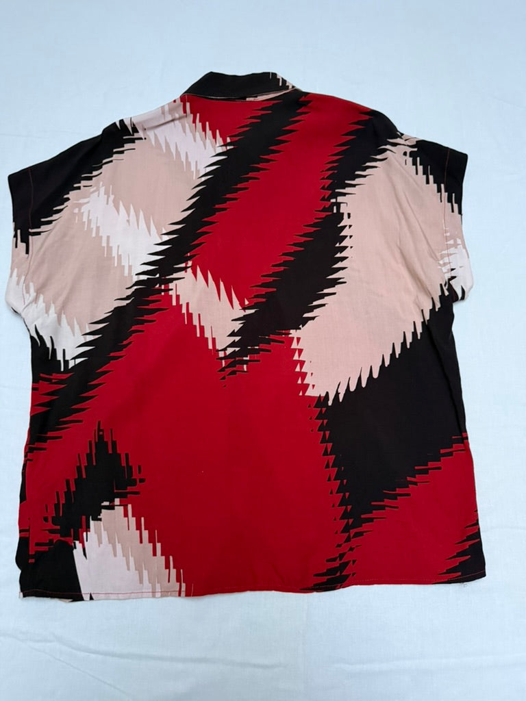 Batida - Blouse - grafische zigzagprint, rood/zwart/beige/crème, korte mouwen - S