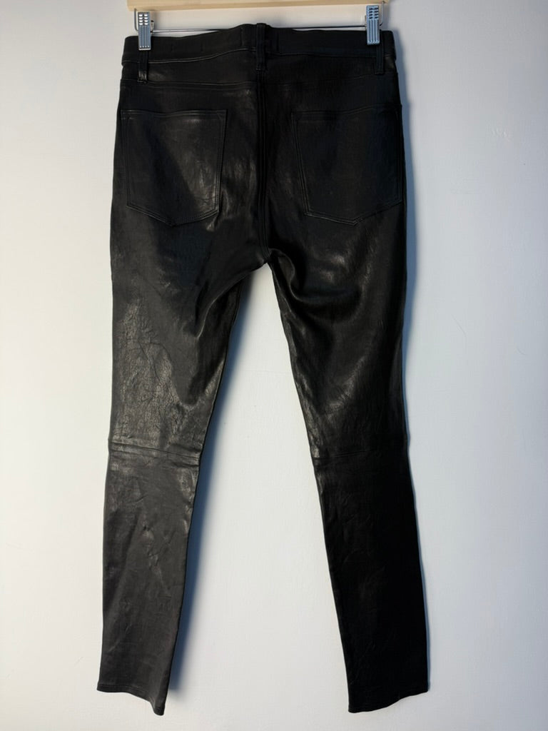 FRAME - Broek - zwart, skinny fit, lamsleer - S