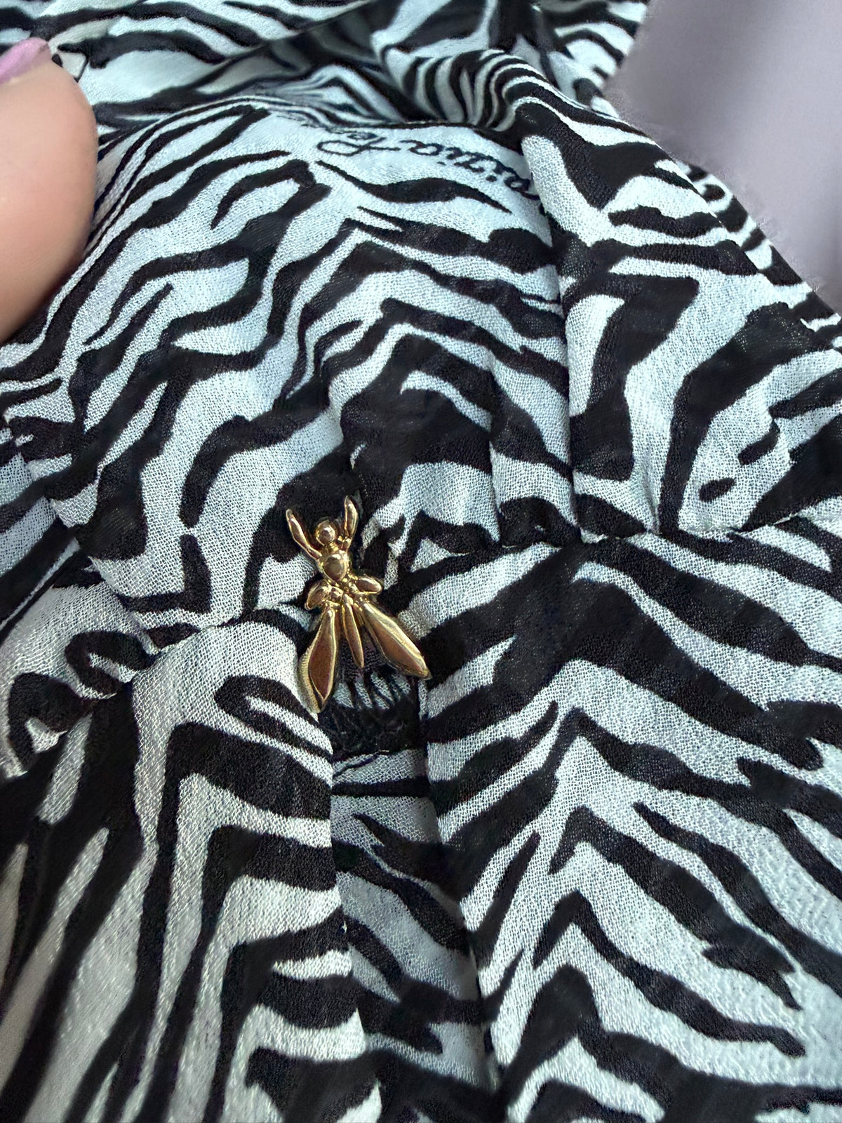Patrizia Pepe - Jurk - zwart-wit zebraprint, klassieke kraag, knoopsluiting - M