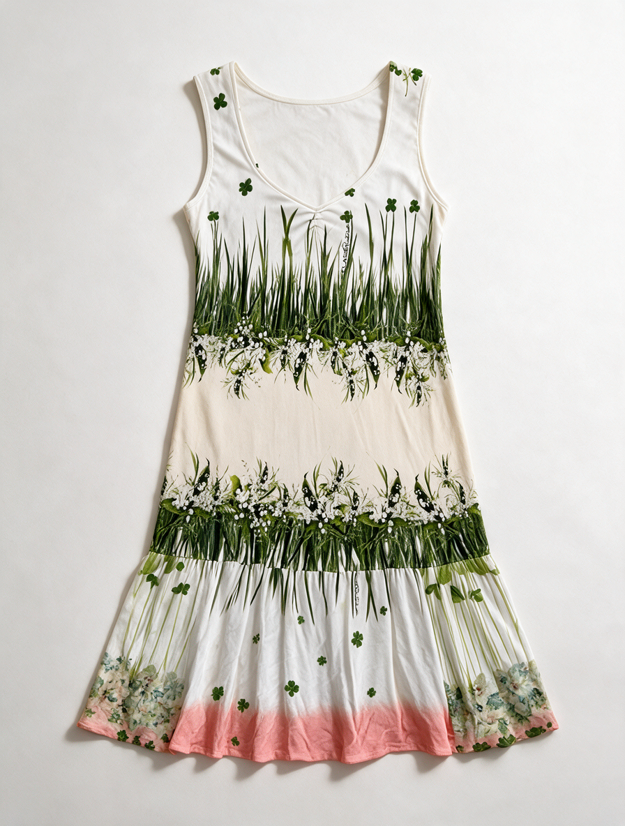 CLASS ROBERTO CAVALLI - Jurk - mouwloos, bloemenprint, roze rand aan zoom - XL
