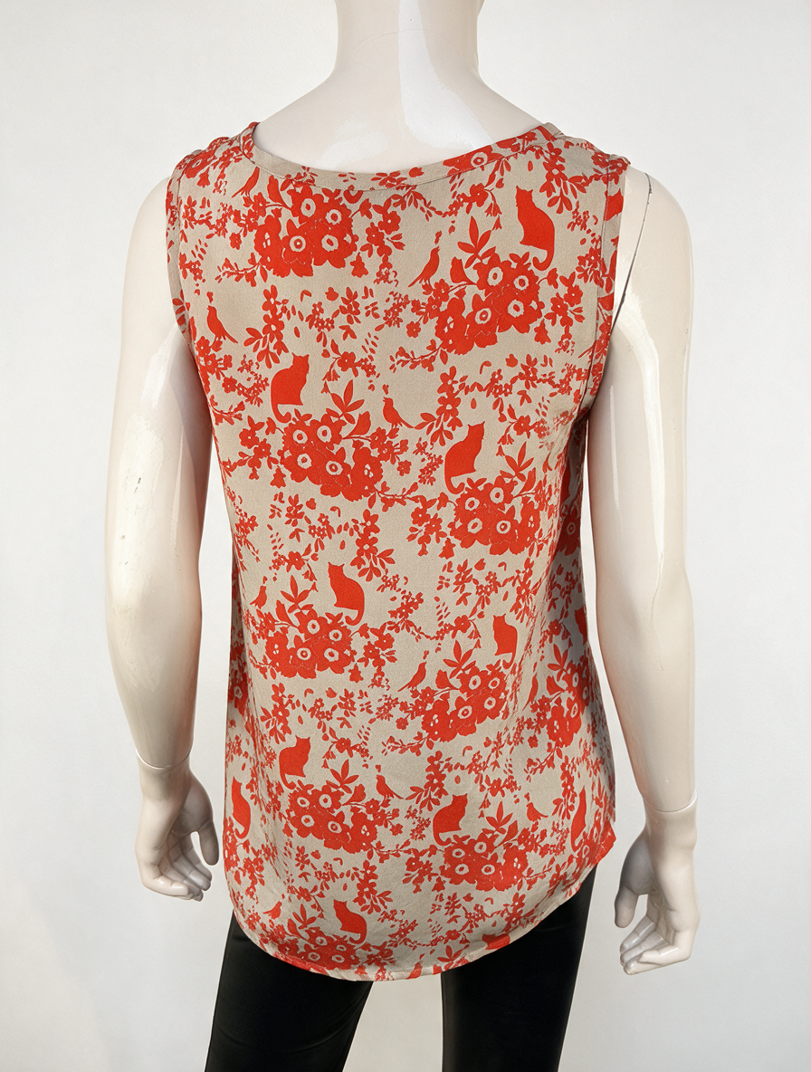 Paul & Joe Sister - Top - zijde, mouwloos, bloemen- en vogelprint - M