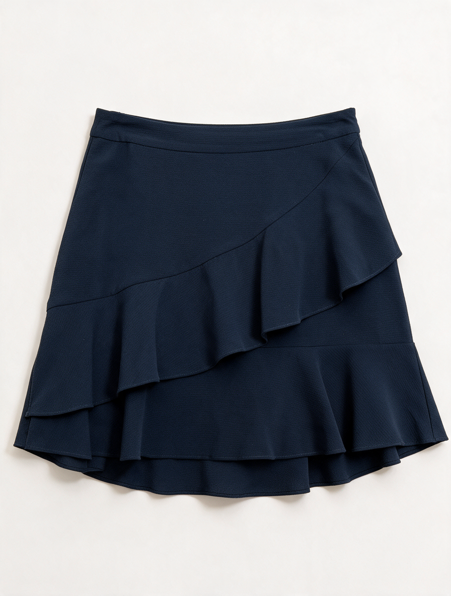 Modström - Rok - blauw, asymmetrische zoom, ruches - XS