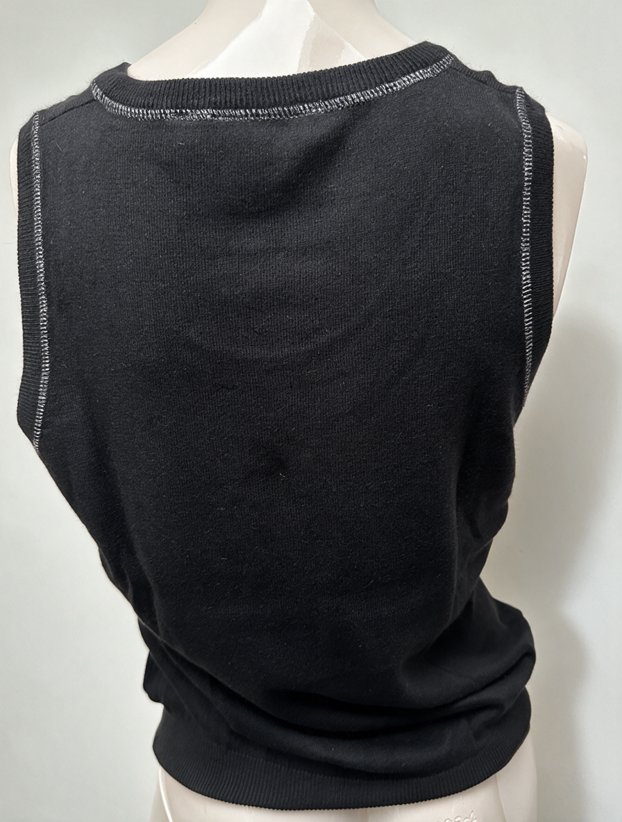 Bandolera - Top - zwart, mouwloos, veloursprint - L