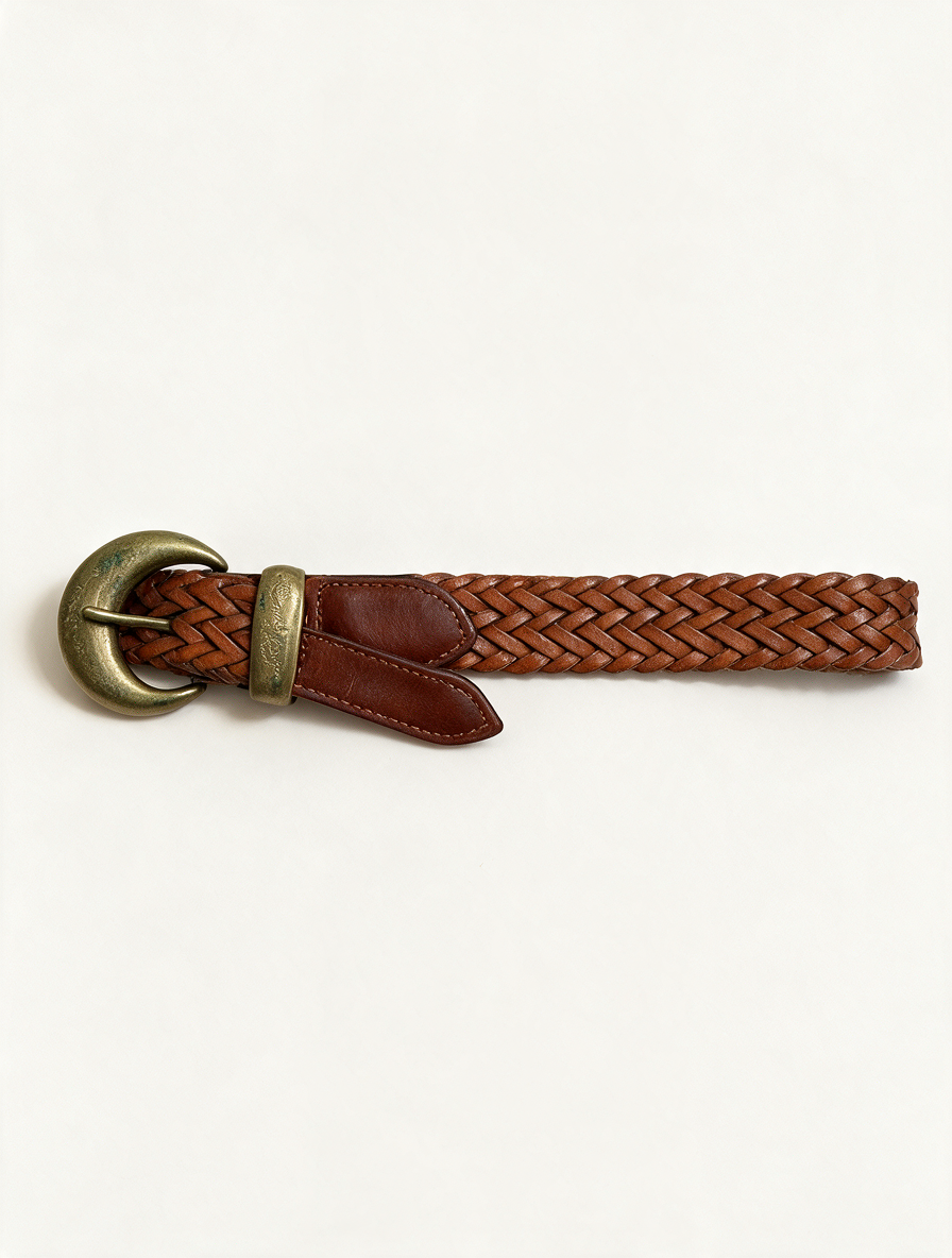 Mulberry - Riem - cognacbruin, gevlochten leer, grote metalen gesp