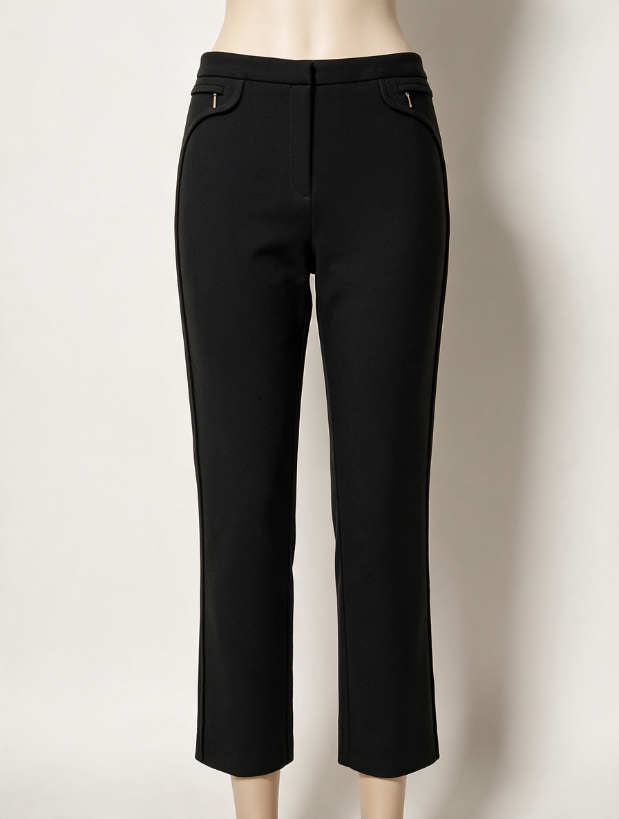 GERARD DAREL - Broek - zwart, rechte pijp, sierzakken met goudkleurige rits - L