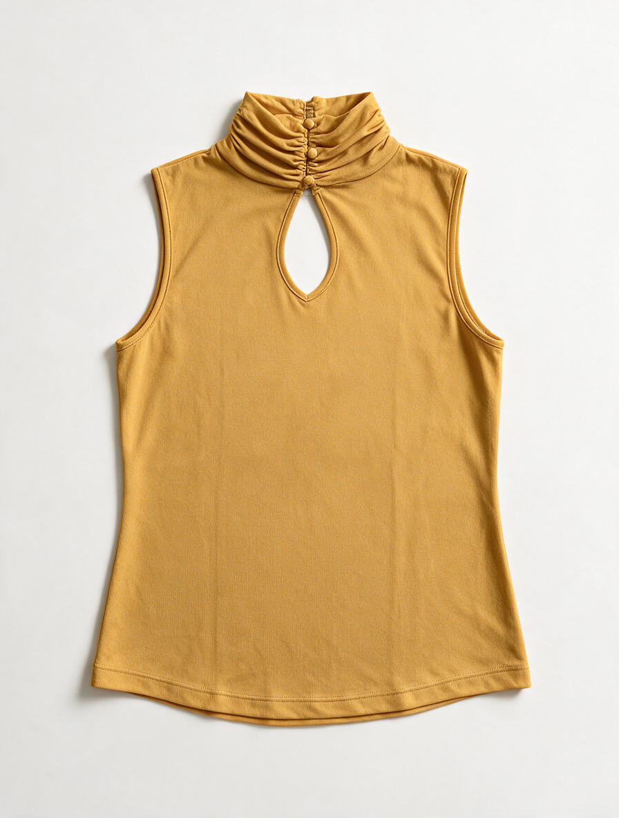 TAIFUN COLLECTION - Top - geel, mouwloos, colhals - L