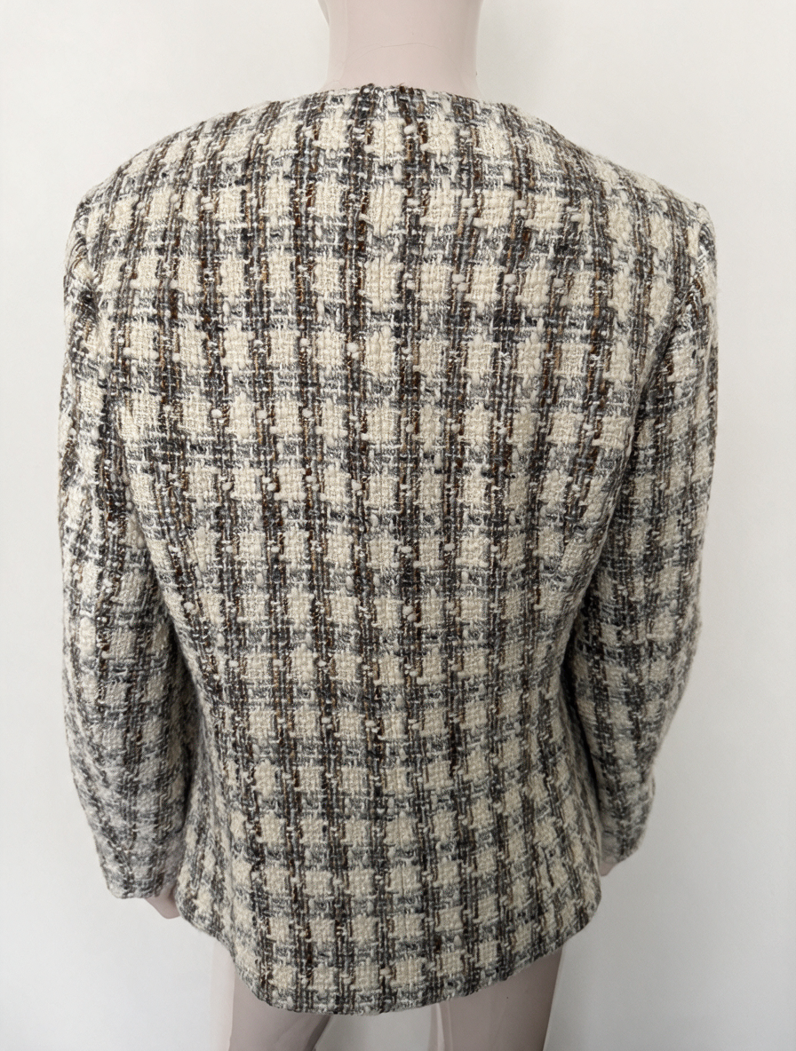 MONA - Blazer - bouclé, ruitpatroon, V-hals - XL