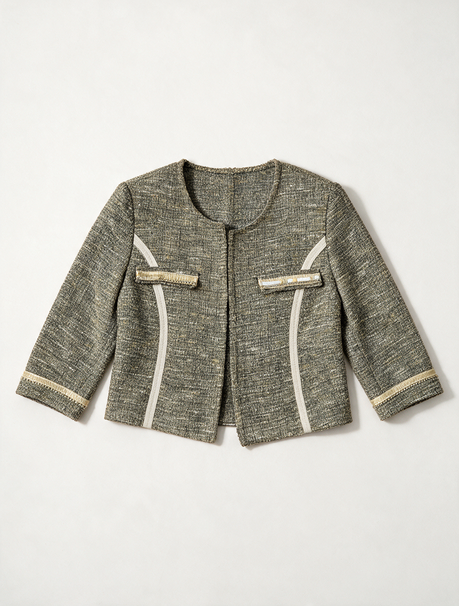 Blugirl Folies - Jas - gemêleerde tweed, goudkleurige accenten, getailleerd - M