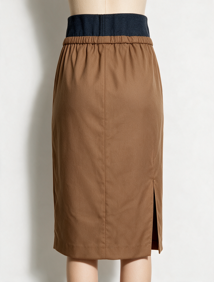 Rok - bruin, elastische tailleband, gevoerd