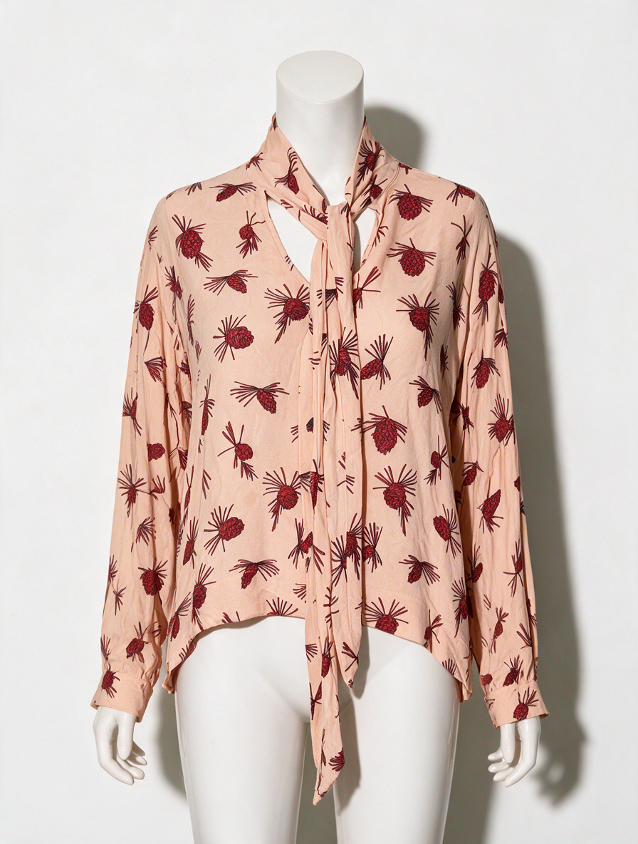 Essentiel Antwerp - Blouse - roze, mouwloos, strikkraag - S