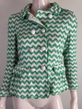 MOSCHINO CHEAP AND CHIC - Jas - groen-wit zigzagpatroon, dubbelrij knopen, driekwart mouw - M