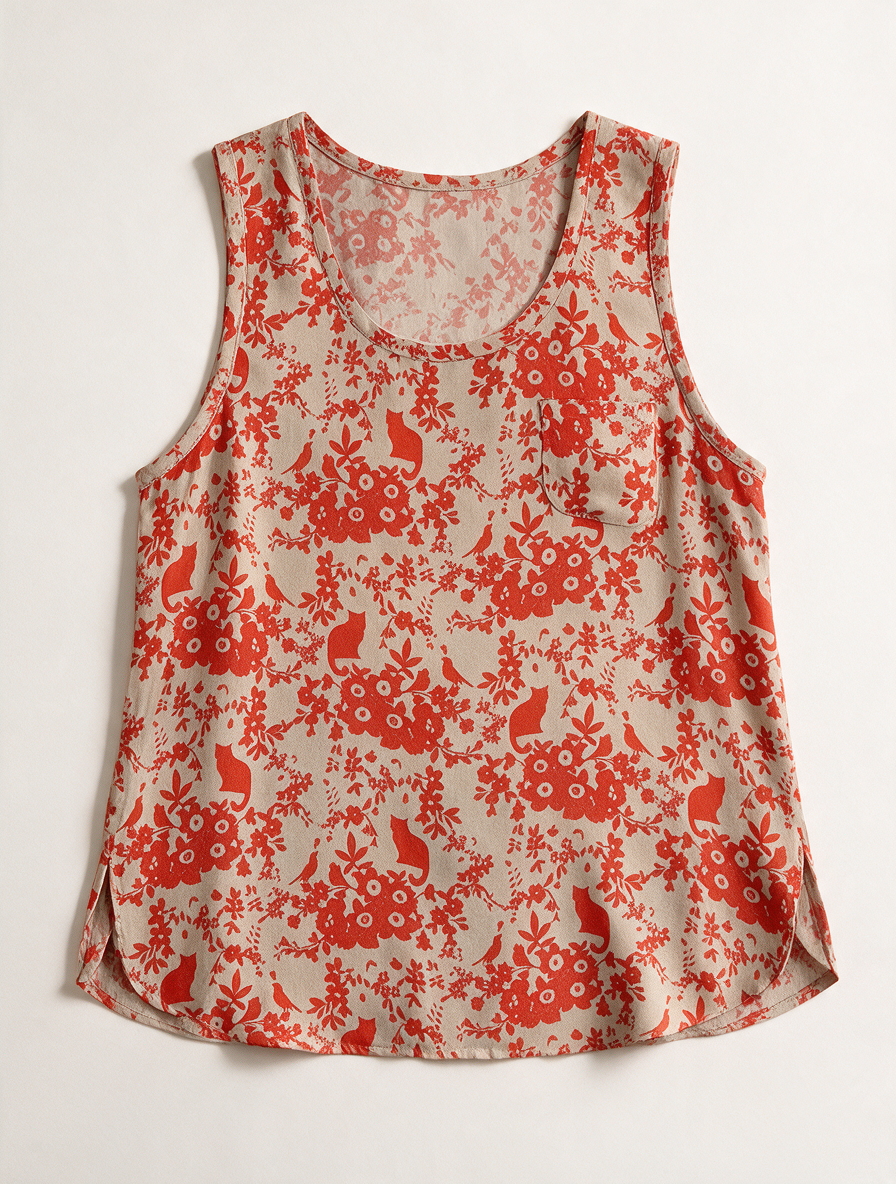 Paul & Joe Sister - Top - zijde, mouwloos, bloemen- en vogelprint - M