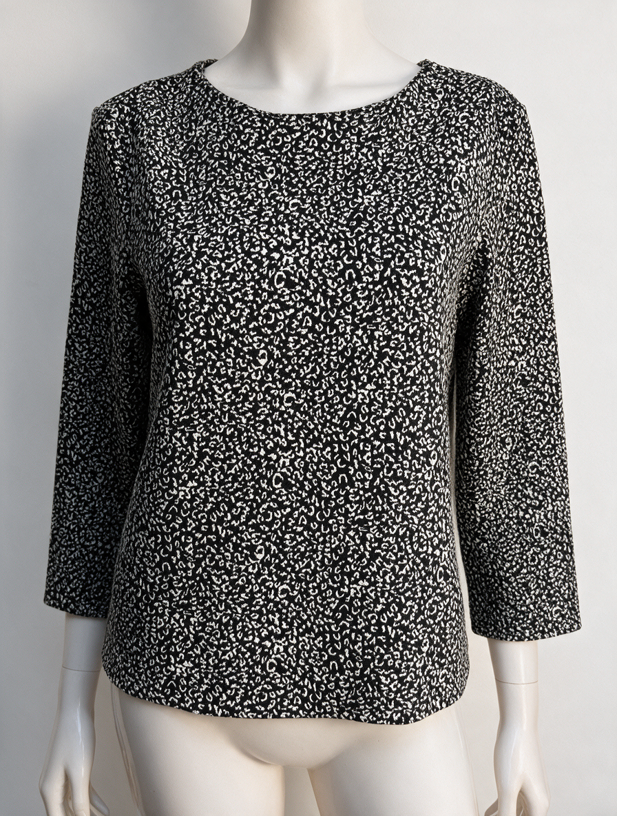 Catwalk Junkie - Blouse - zwart-wit, abstract patroon, lange mouwen - M