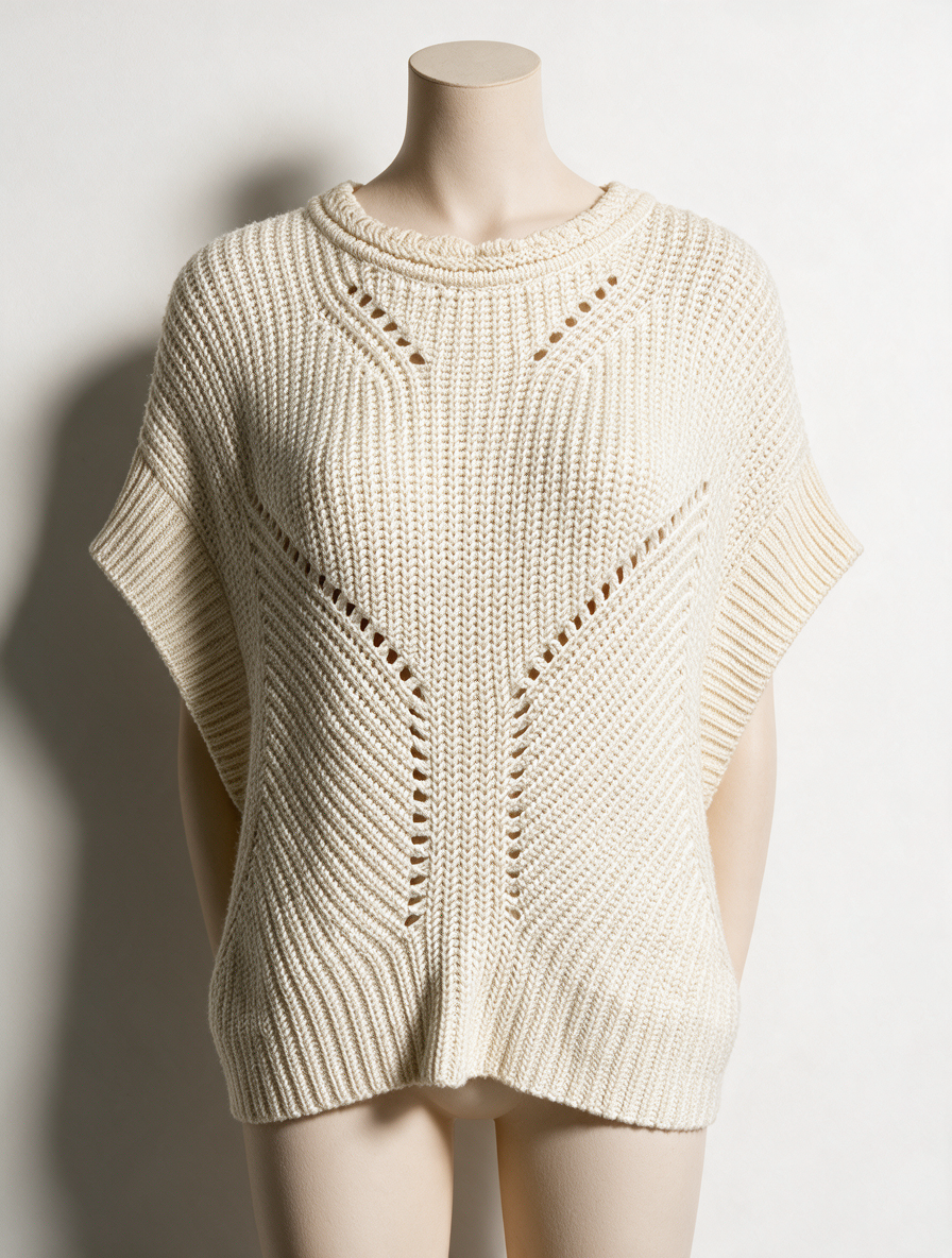 ISABEL MARANT - Trui - crème, opengewerkt patroon, korte mouwen - S
