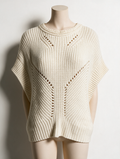 ISABEL MARANT - Trui - crème, opengewerkt patroon, korte mouwen - S