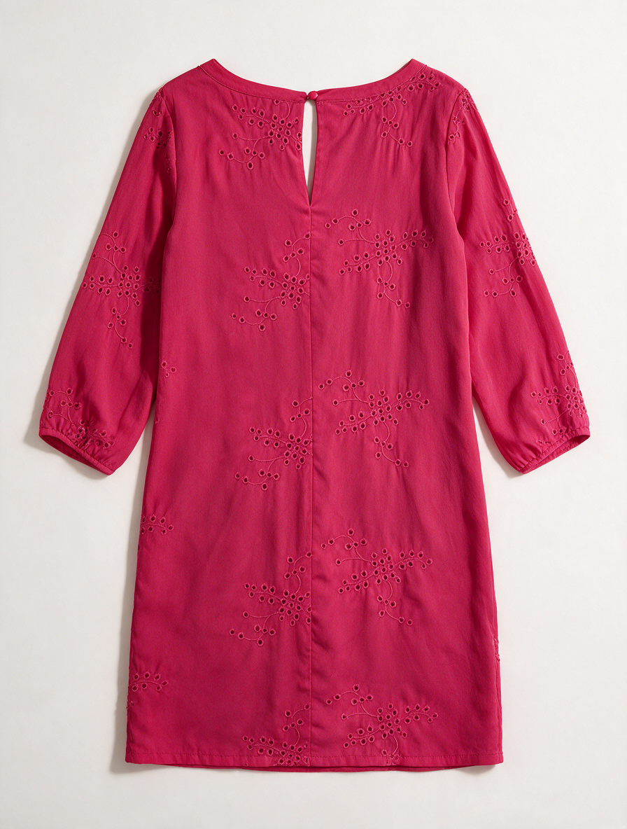 LOLA LIZA - Jurk - roze, opengewerkte details, ronde hals met V-uitsnede - maat S