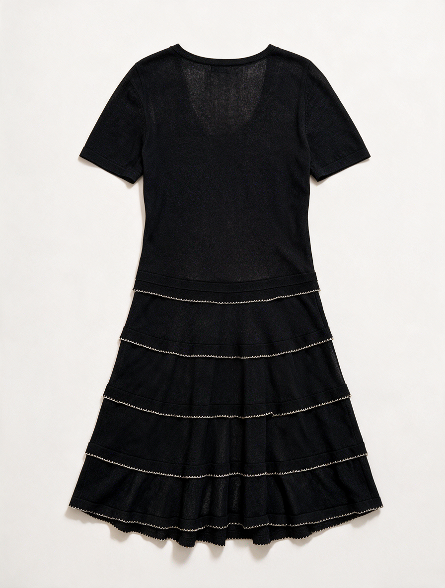 RED VALENTINO - Jurk - zwart, semi doorschijnend, korte mouwen