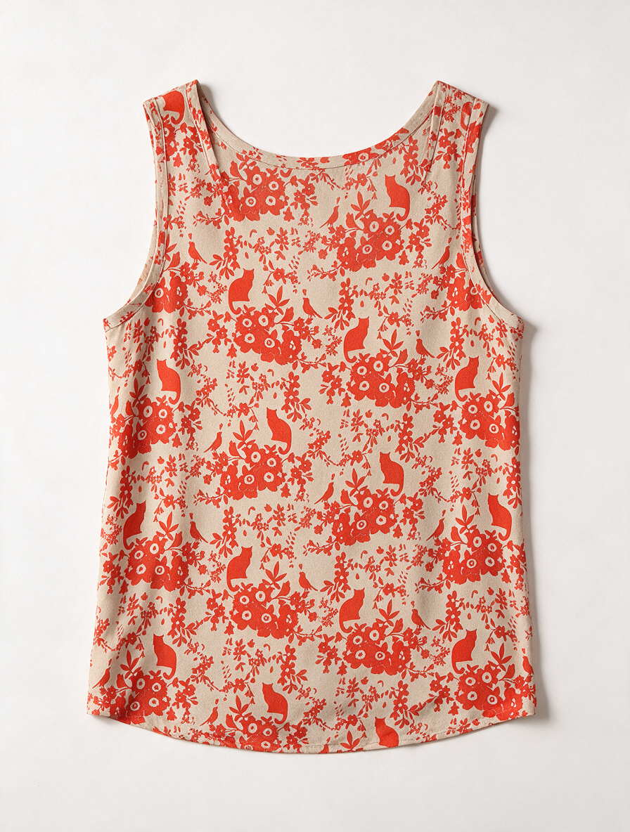 Paul & Joe Sister - Top - zijde, mouwloos, bloemen- en vogelprint - M