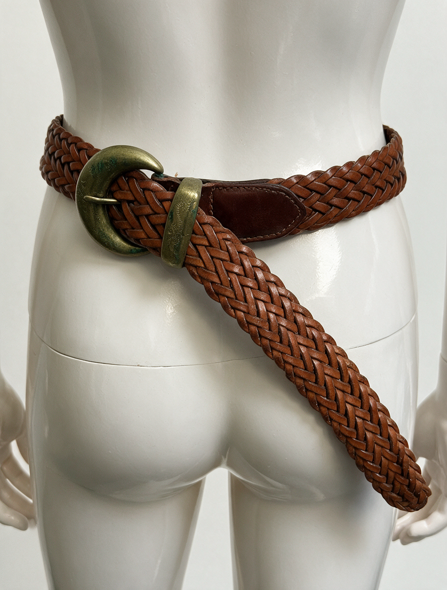 Mulberry - Riem - cognacbruin, gevlochten leer, grote metalen gesp