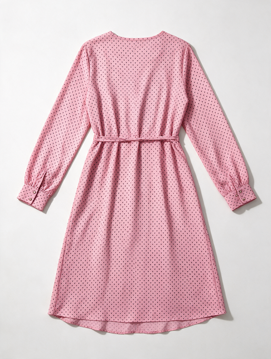 YAS - Jurk - roze, grafische print, overslag - maat S