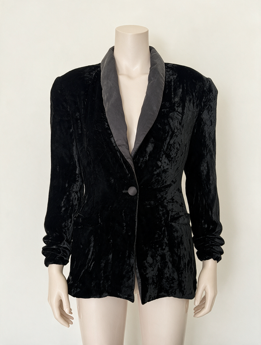 Morgan Taylor - Blazer - zwart, contrasterende revers, fluweelachtige stof - S