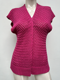Rino & Pelle - Vest - fuchsia roze, opengewerkt patroon, mouwloos - M