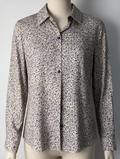 JANICE - Blouse - zwart-beige, abstract patroon, knoopsluiting - S