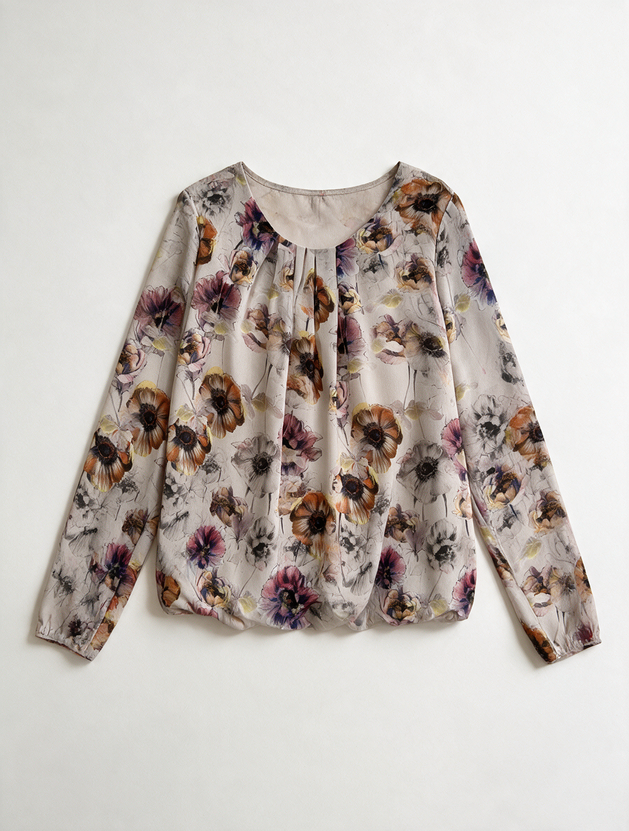 Donna Dura - Blouse - meerkleurig, bloemenprint, semi-transparant - M