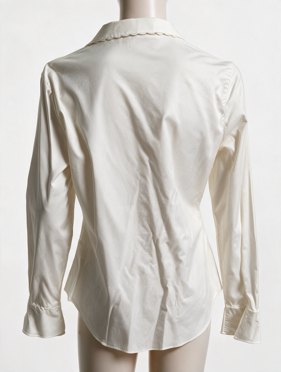 Ted Baker - Blouse - crème, gerimpelde rand, uitlopende manchetten - XL