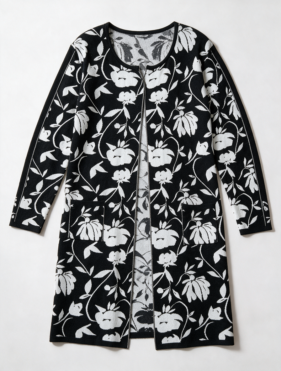 ZOSO - Vest - zwart-wit, bloemenprint, zonder sluiting - S