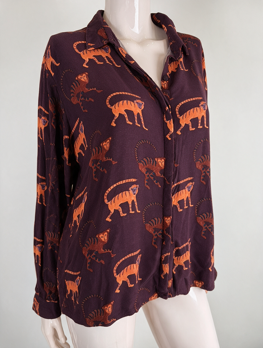 Fabienne Chapot - Blouse - dierenprint, bordeaux/oranje, lange mouwen - XL