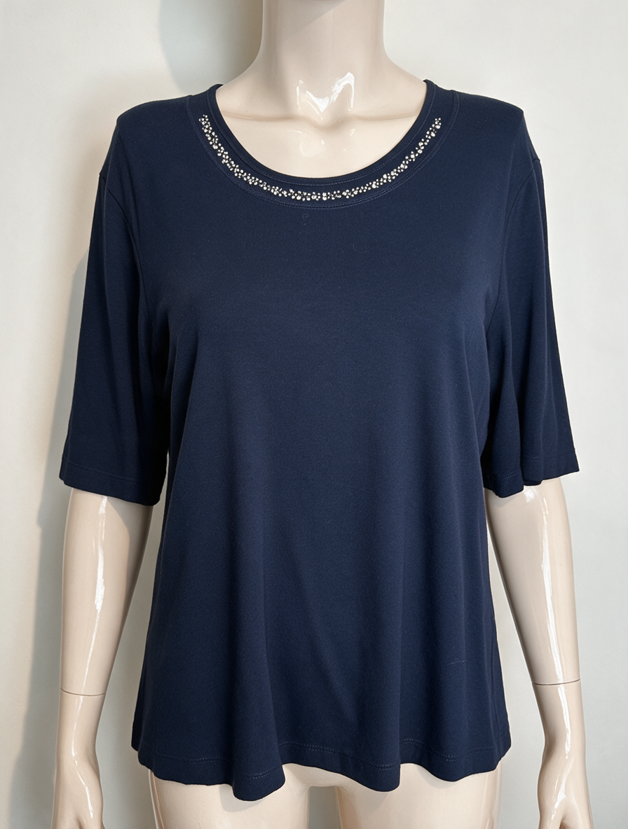 RABE - Blouse - blauw, ronde hals - L
